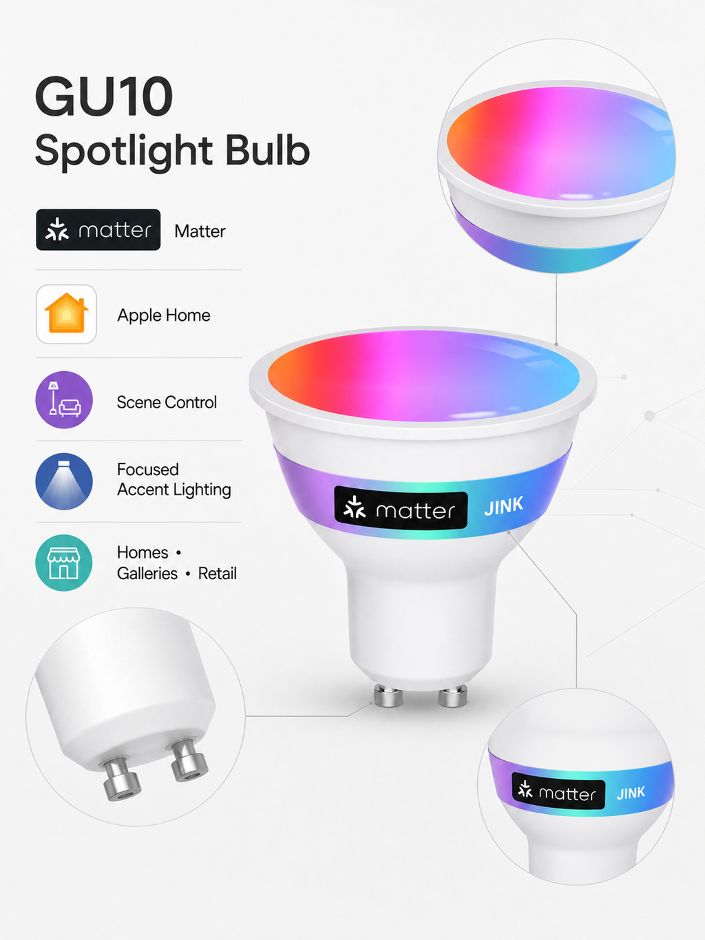 JINK Bulb GU10 Matter Apple Home scene control features