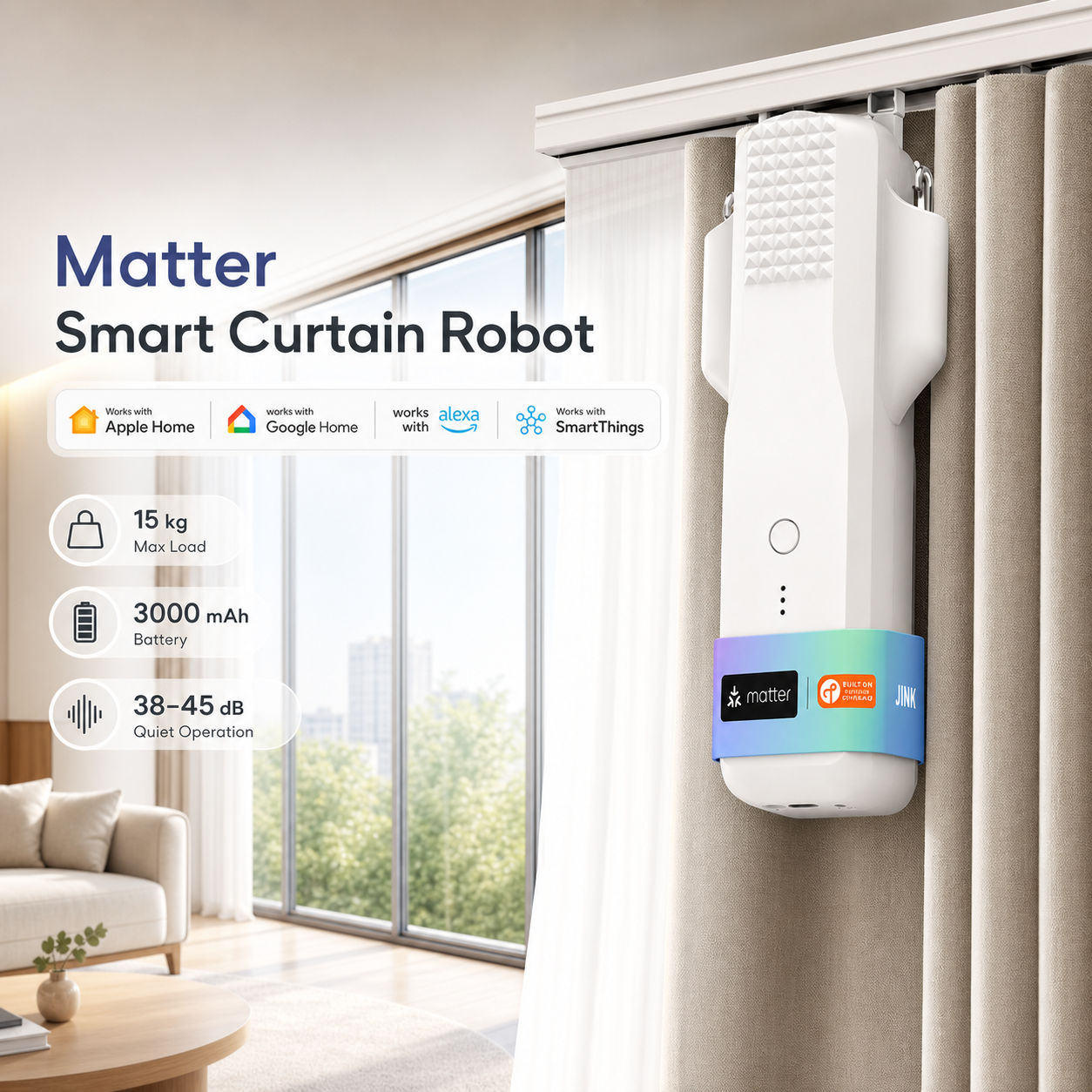 JINK Curtain Robot Matter smart curtain automation scene