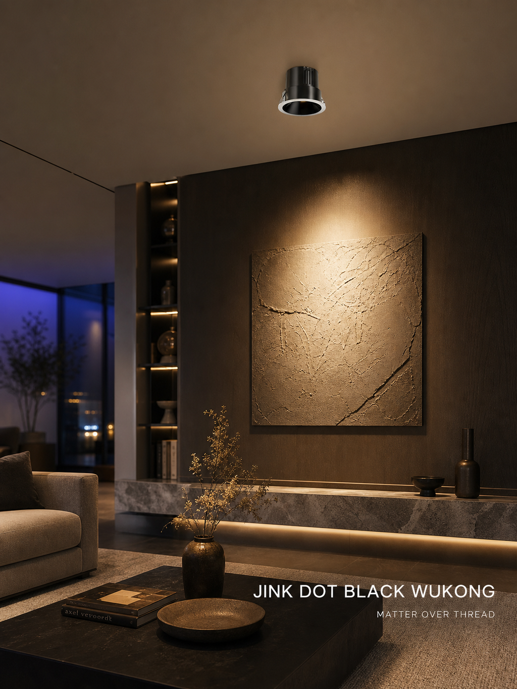 JINK Dot Black Wukong Matter over Thread smart spotlight in modern luxury interior