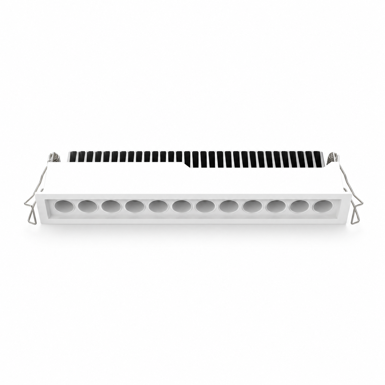 JINK Dot H100 24W white cup linear recessed grille light on white