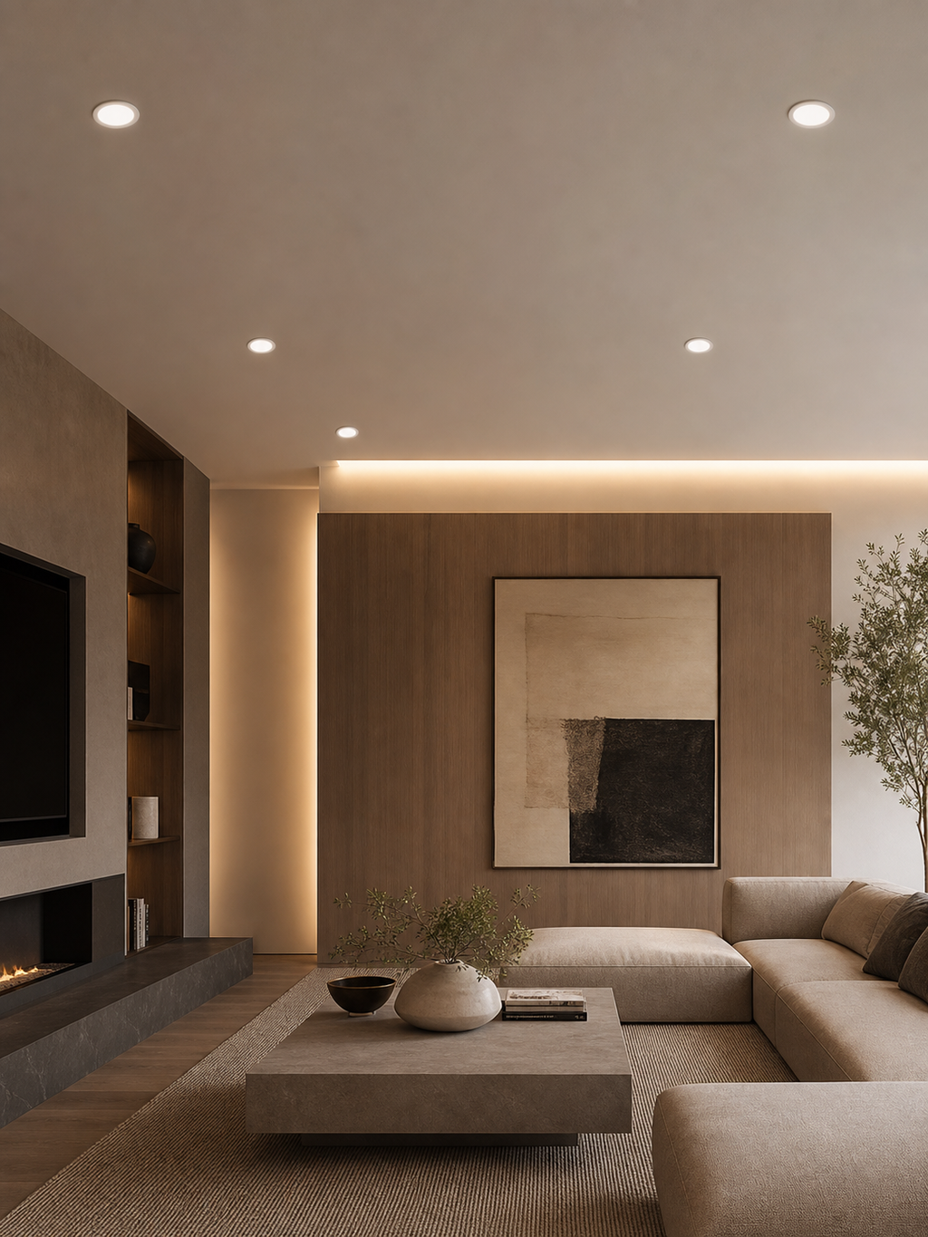 JINK Dot T smart downlight in a modern living room
