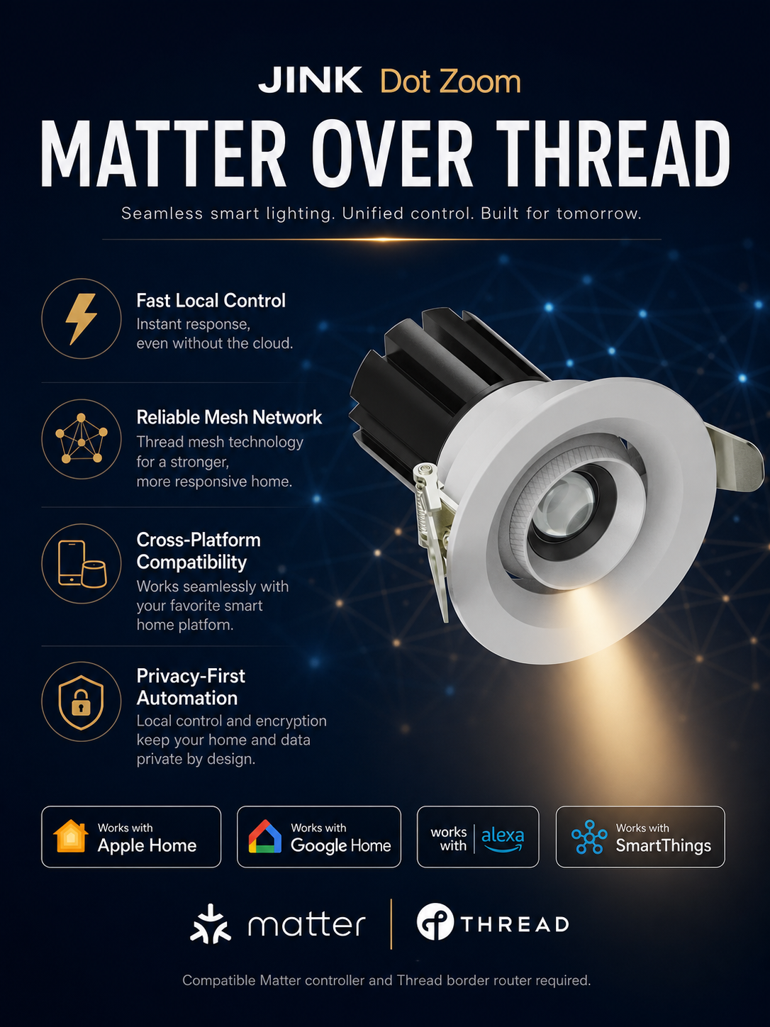 JINK Dot Zoom Matter over Thread platform compatibility