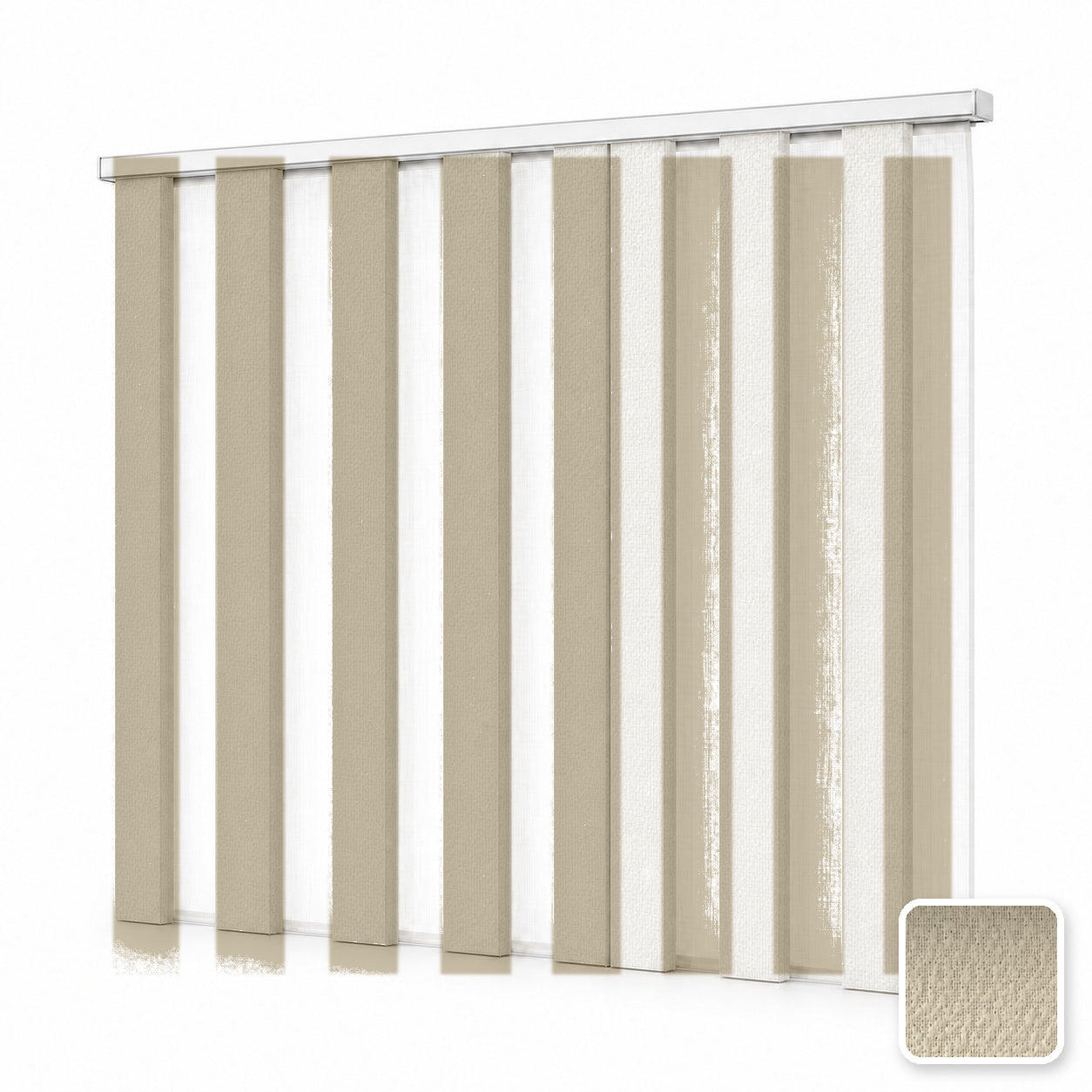 JINK Veil smart motorized dream curtain M-102, white background effect image with real fabric swatch inset