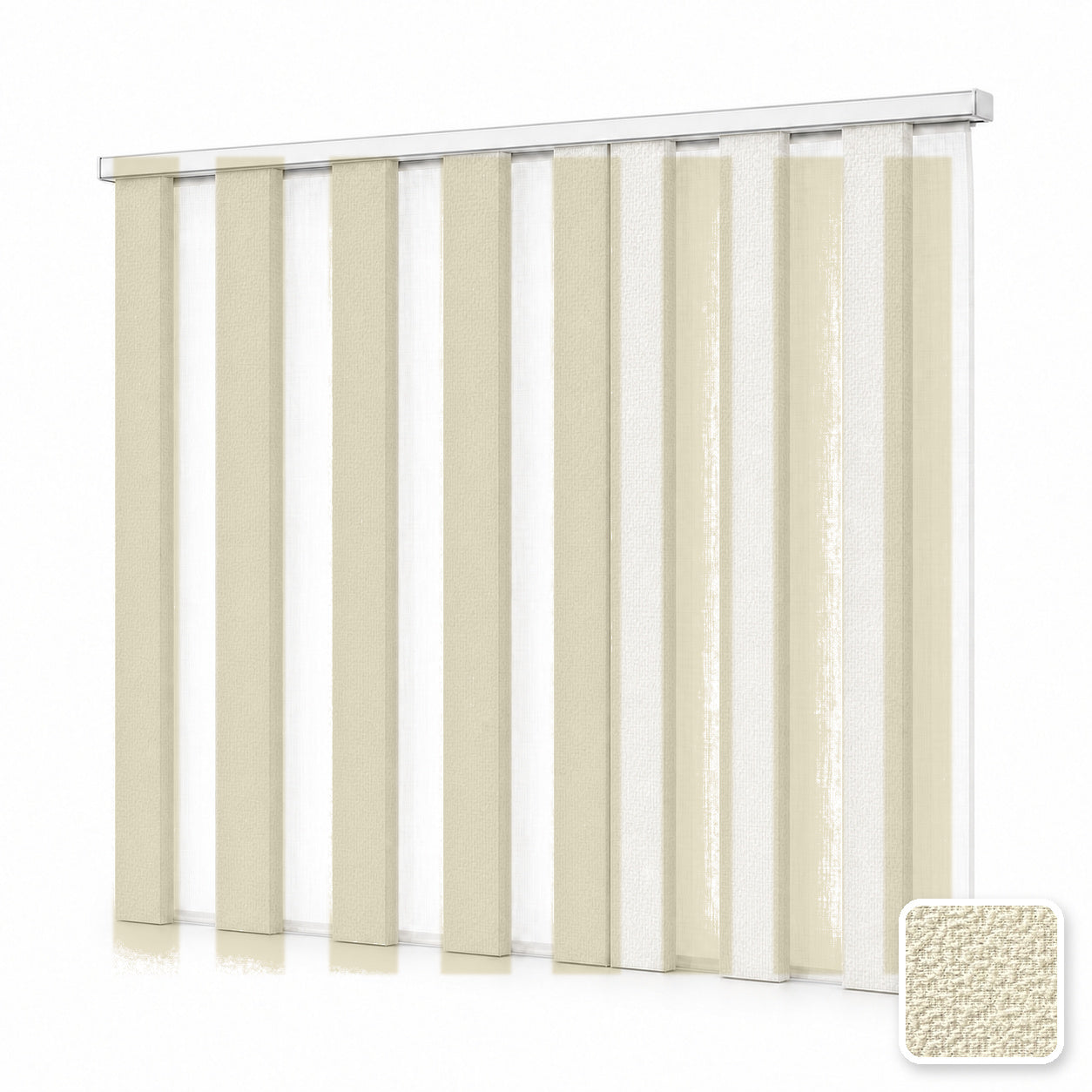 JINK Veil smart motorized dream curtain M-103, white background effect image with real fabric swatch inset