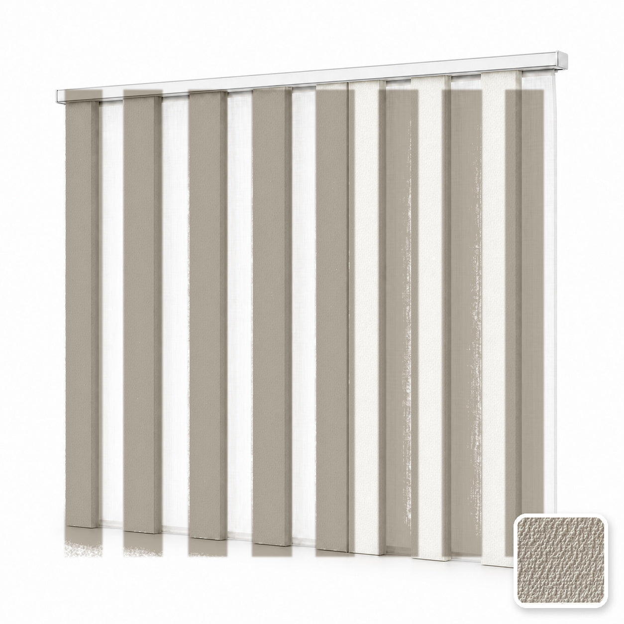 JINK Veil smart motorized dream curtain M1001-5, white background effect image with real fabric swatch inset