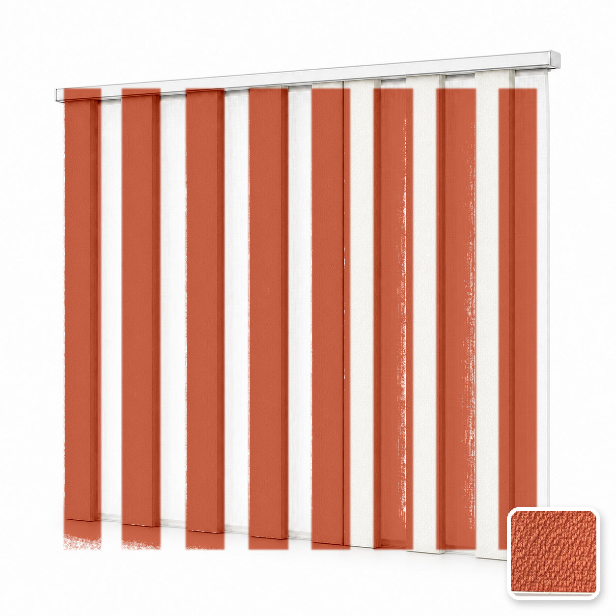 JINK Veil smart motorized dream curtain M1001-Orange, white background effect image with real fabric swatch inset