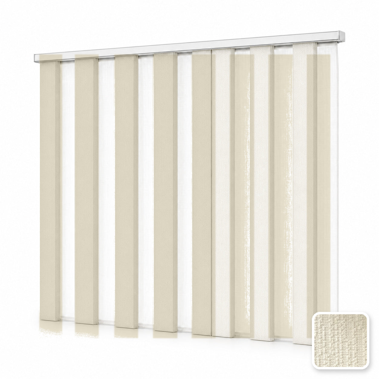 JINK Veil smart motorized dream curtain M1002-2, white background effect image with real fabric swatch inset