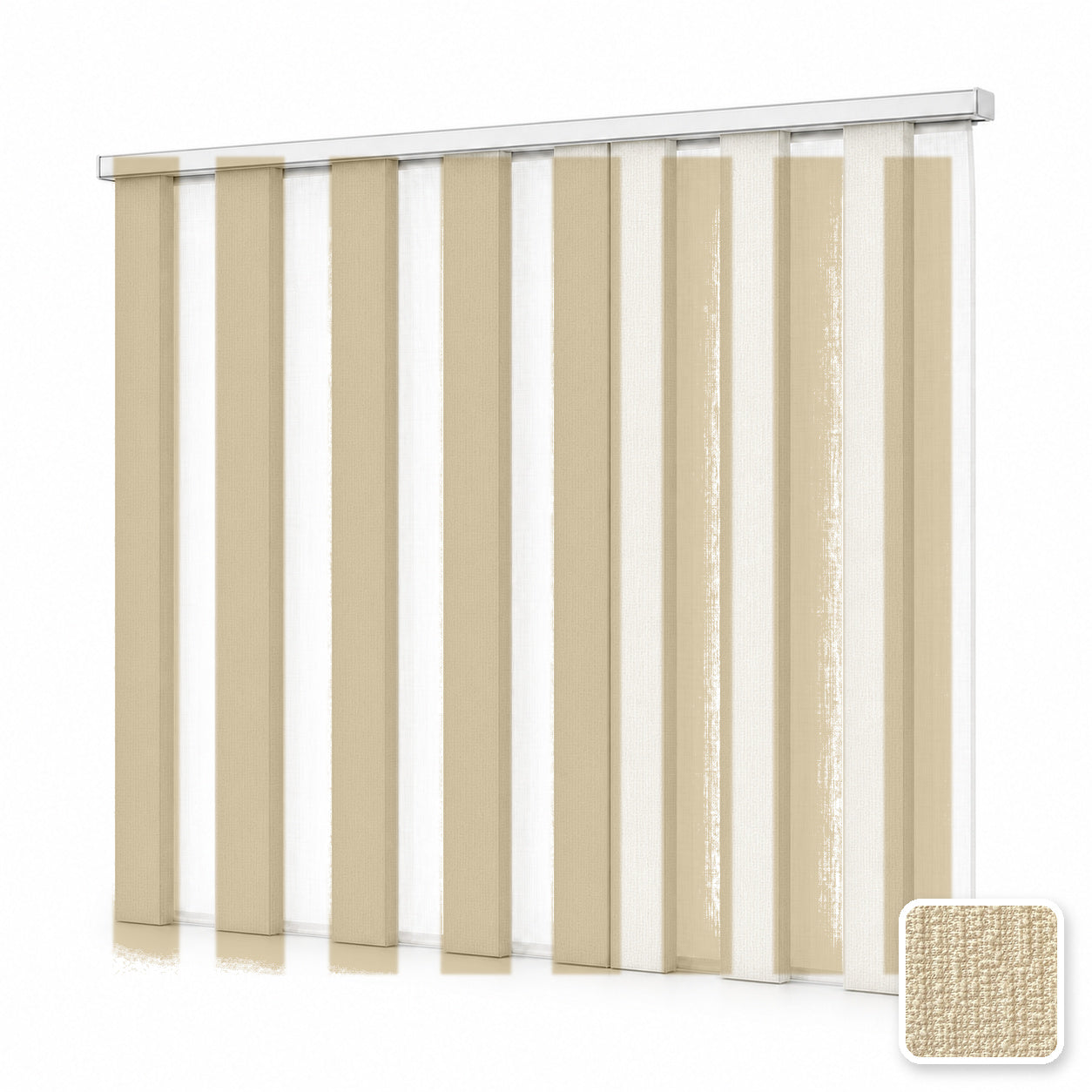 JINK Veil smart motorized dream curtain M1002-4, white background effect image with real fabric swatch inset