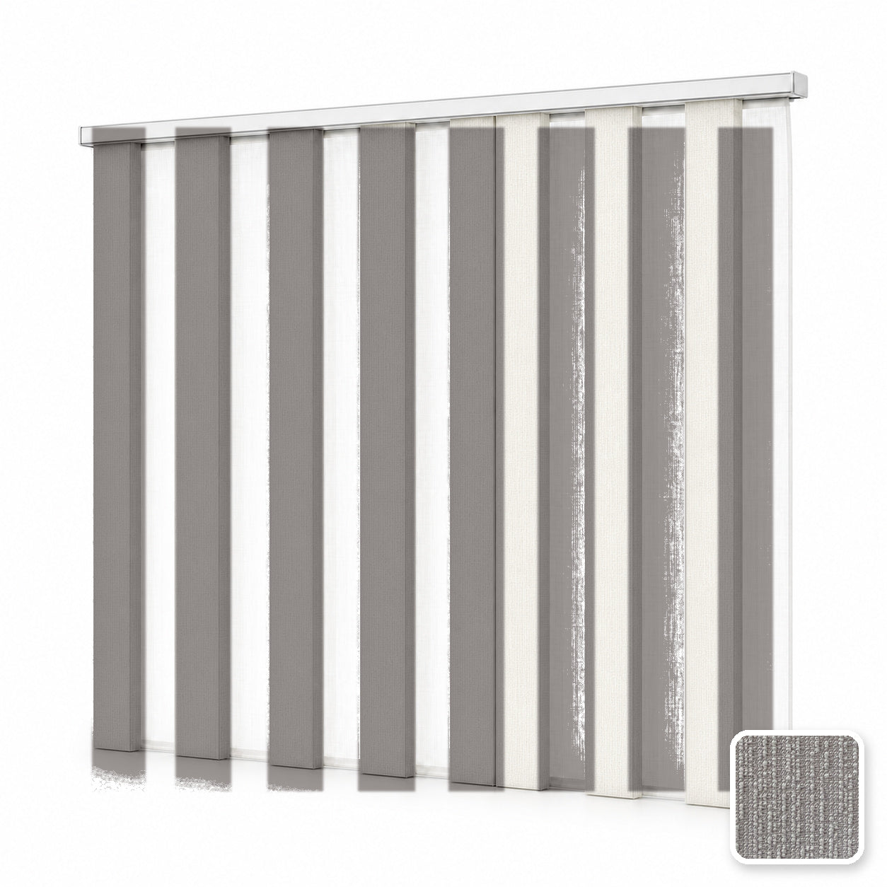JINK Veil smart motorized dream curtain M1002-6, white background effect image with real fabric swatch inset