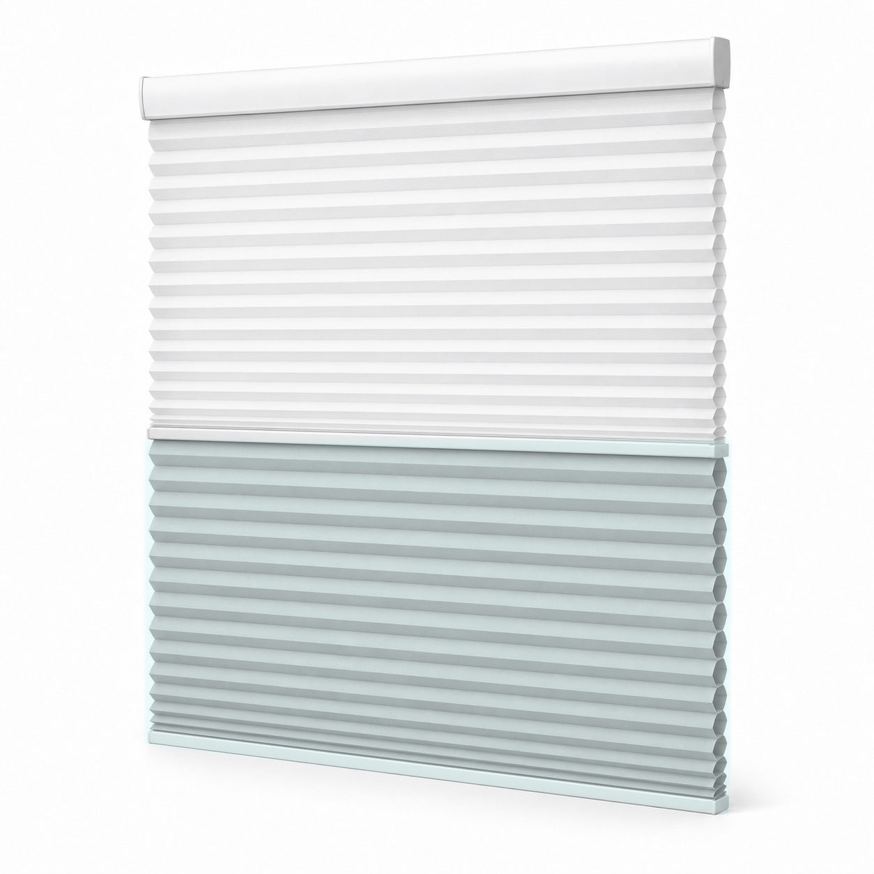 JINK Eclipse 38 mm smart day and night honeycomb shade RYLB005 — Pastel Blue, white background, cord-free
