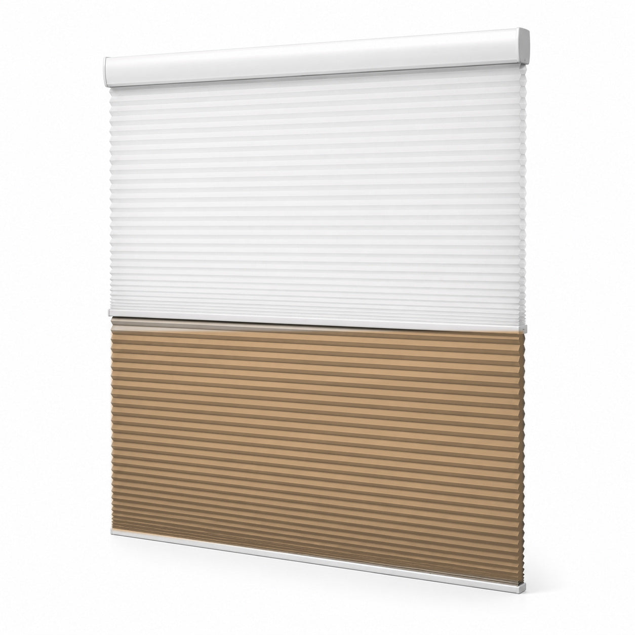 JINK Eclipse smart day and night honeycomb shade FC-05 — Latte Brown, selectable color effect image, white background, cord-free