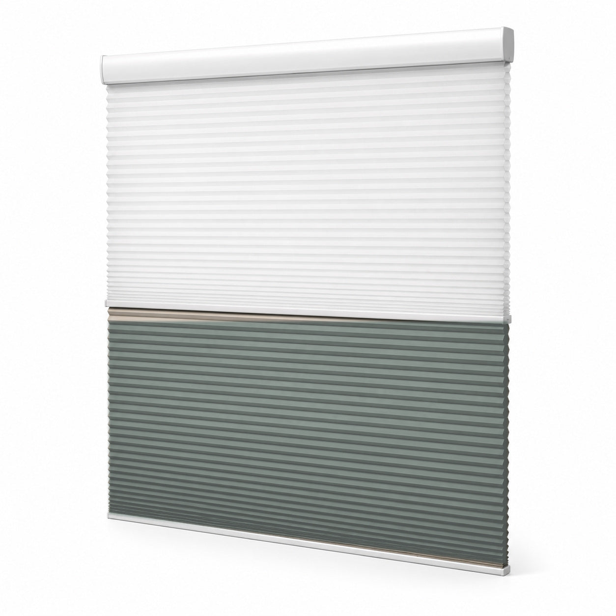 JINK Eclipse smart day and night honeycomb shade FC-09 — Blue Smoke Grey, selectable color effect image, white background, cord-free