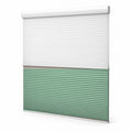 JINK Eclipse smart day and night honeycomb shade FC-33 — Light Cypress Green, selectable color effect image, white background, cord-free