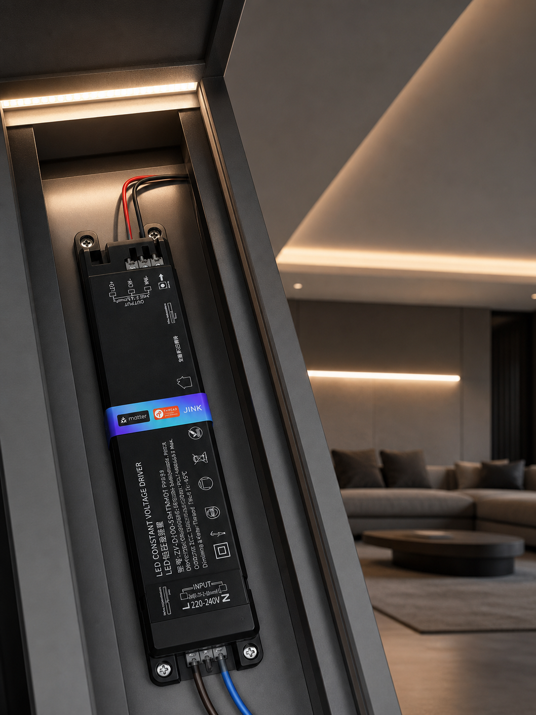 JINK Flux smart LED driver installed in architectural lighting