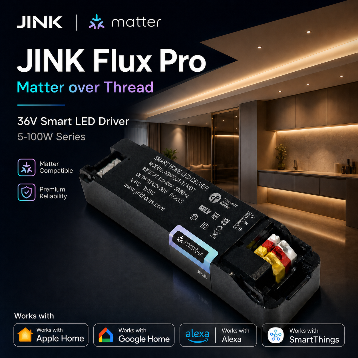 JINK Flux Pro Matter over Thread smart LED driver hero