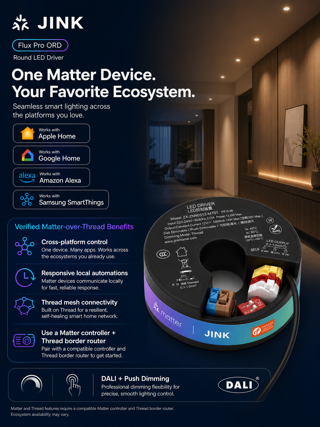 JINK Flux Pro ORD Matter smart home platforms
