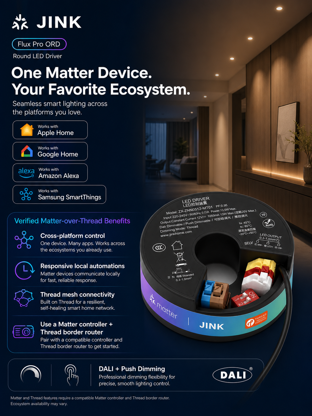 JINK Flux Pro ORD Matter smart home platforms