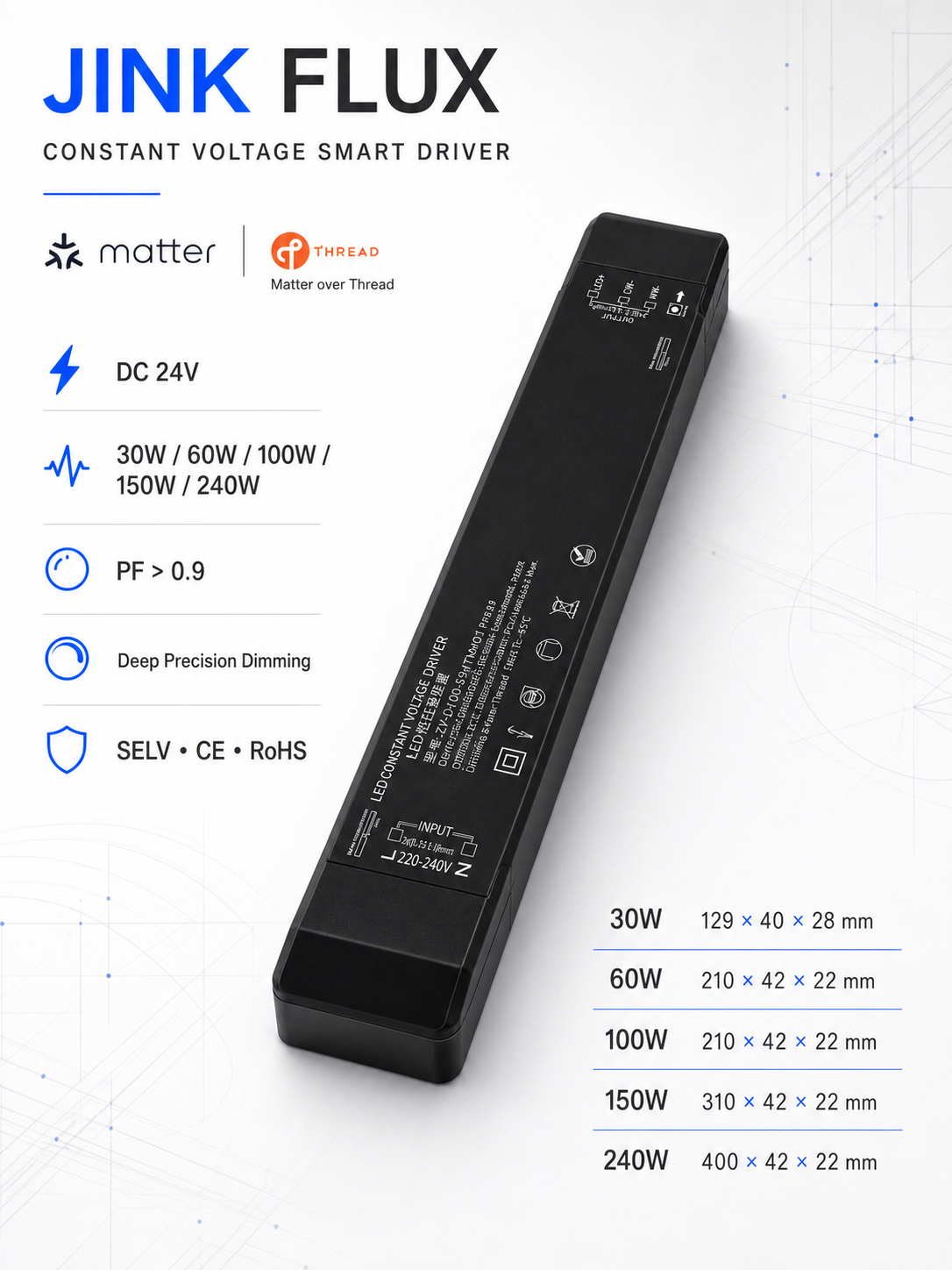JINK Flux DC24V smart LED driver specifications
