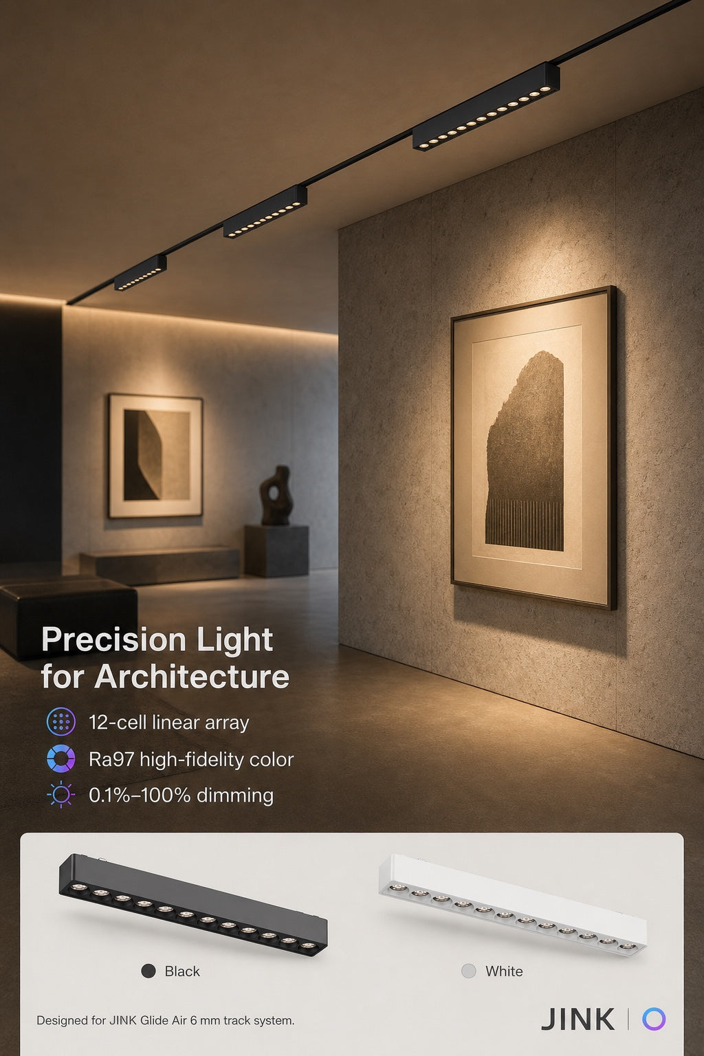 JINK Glide Air Array 12 architectural gallery lighting scene