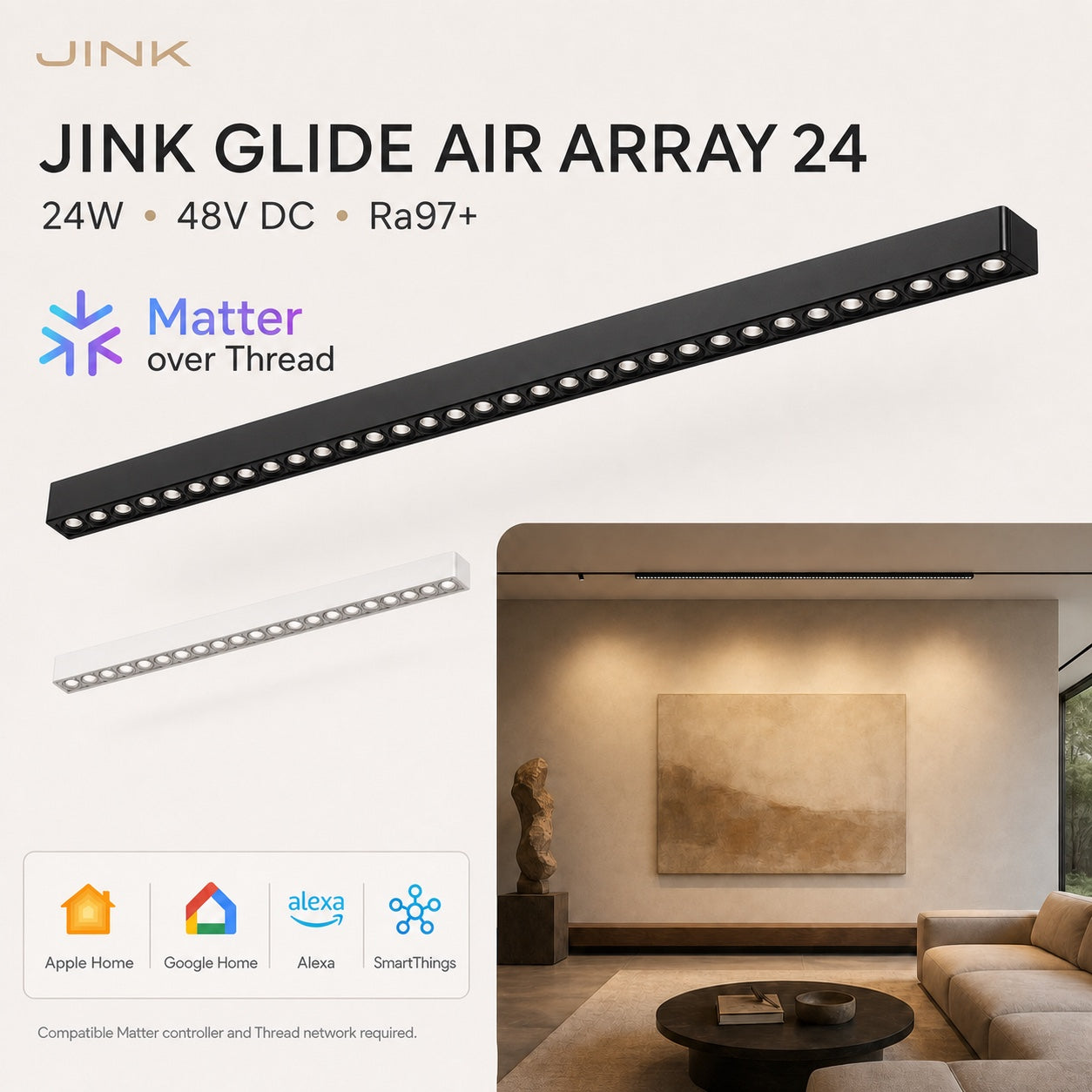 JINK Glide Air Array 24 Matter smart magnetic track light