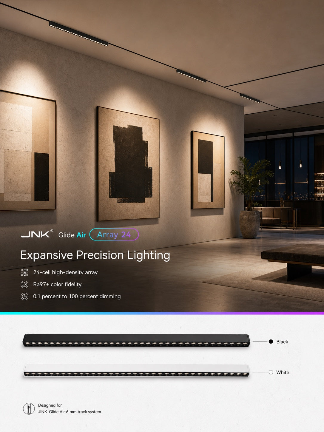 JINK Glide Air Array 24 living room lighting scene