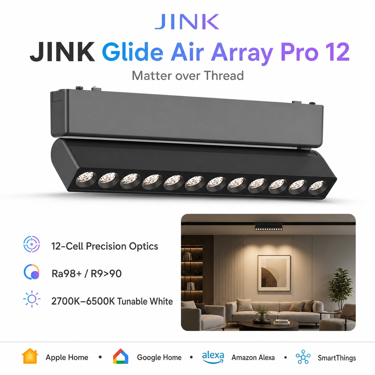 JINK Glide Air Array Pro 12 Matter smart magnetic track light
