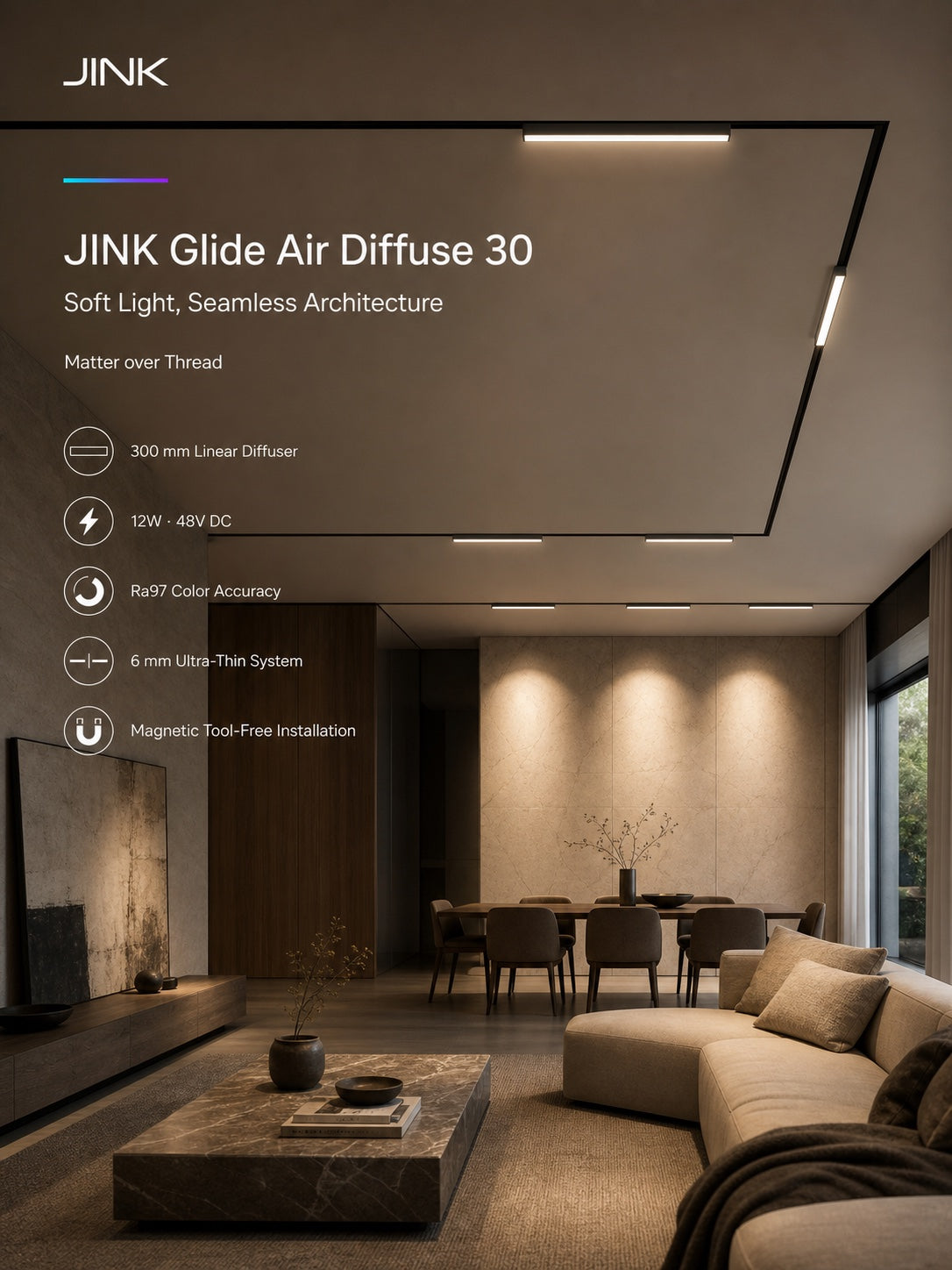 JINK Glide Air Diffuse 30 architectural soft light scene