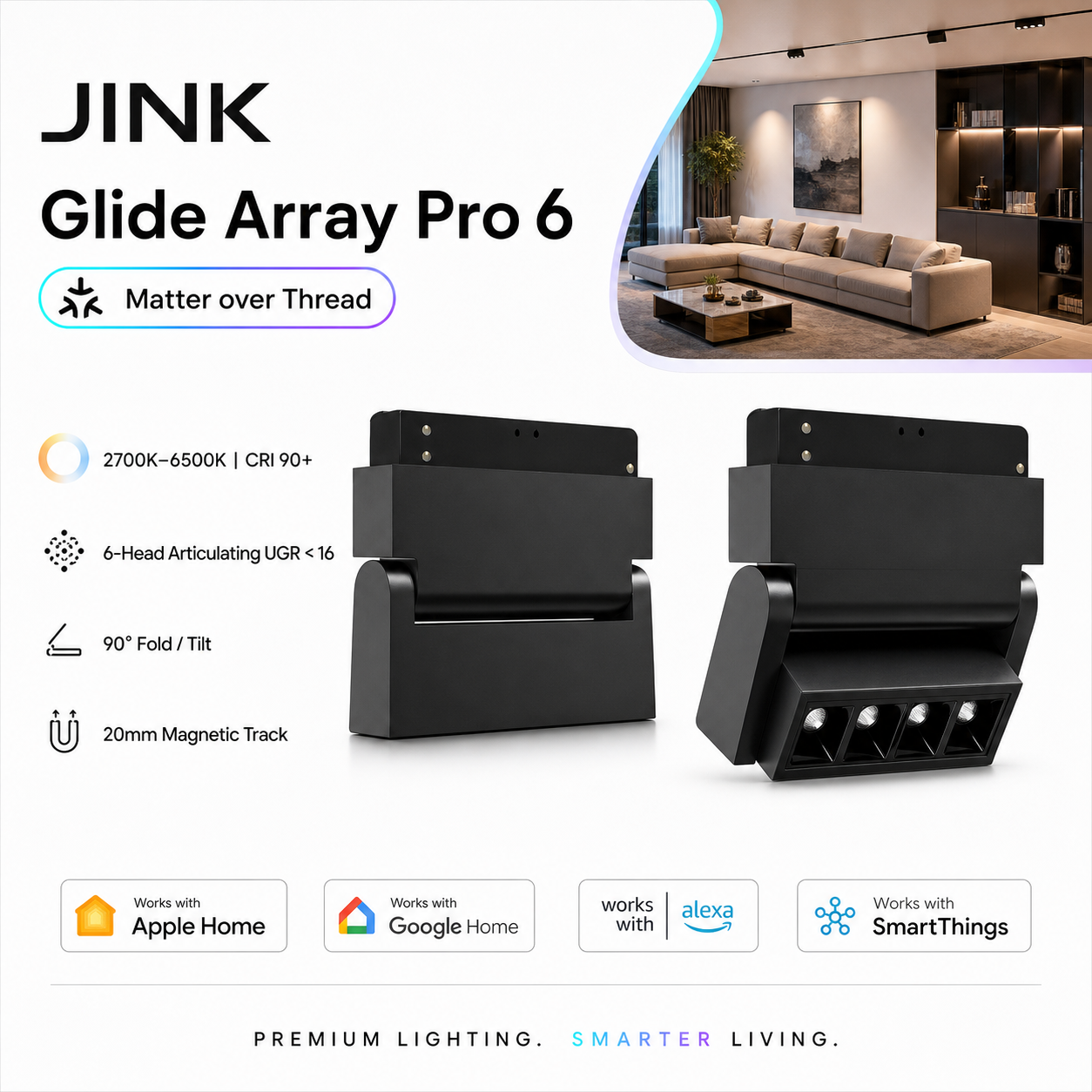 JINK Glide Array Pro 6 Matter smart track light hero