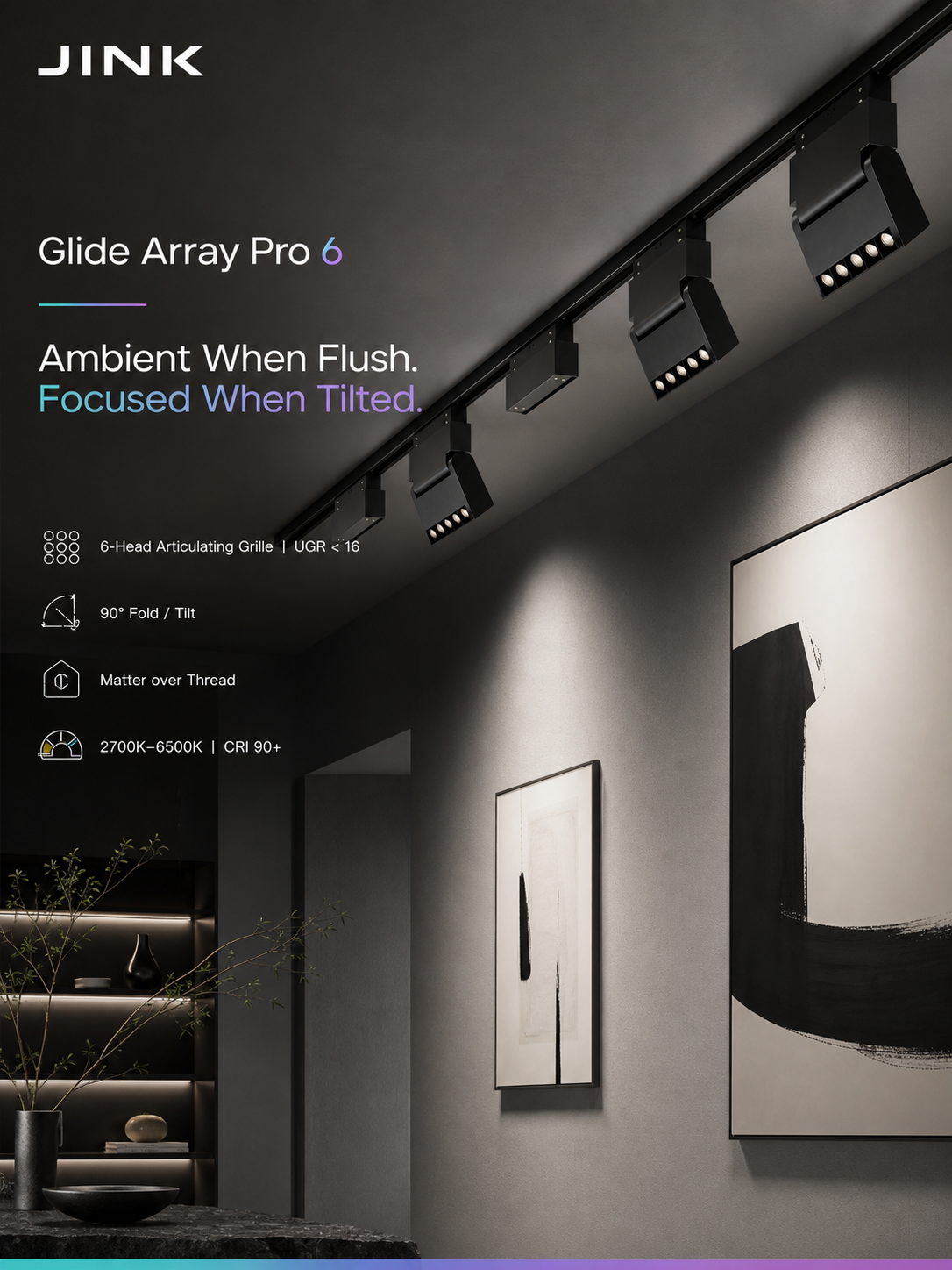 JINK Glide Array Pro 6 living room lighting scene