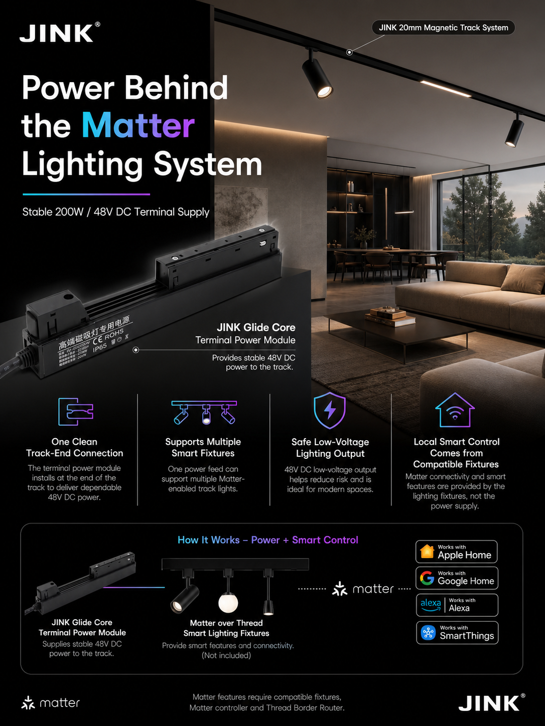 JINK Glide Core power for Matter lighting system