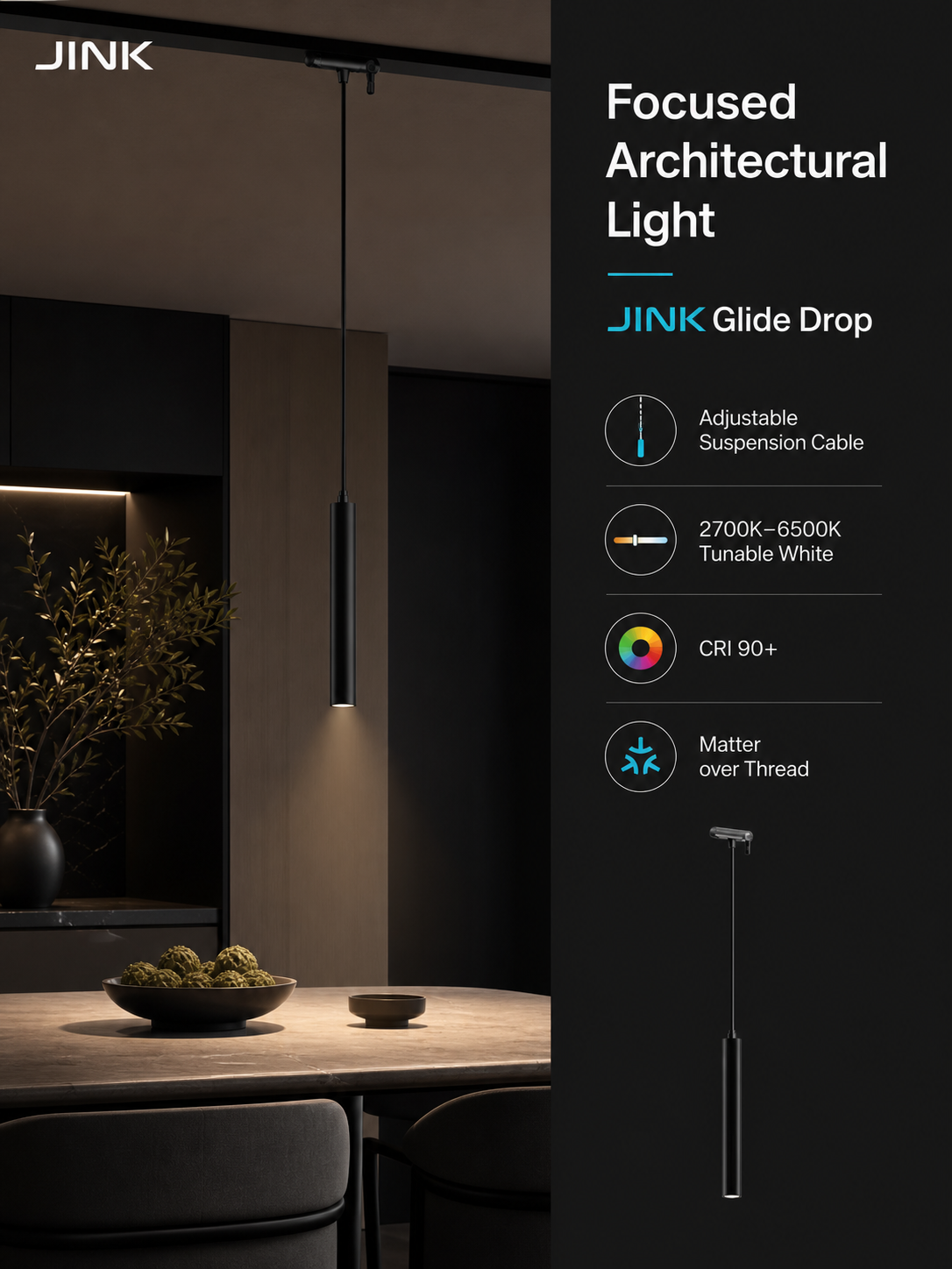 JINK Glide Drop focused pendant scene