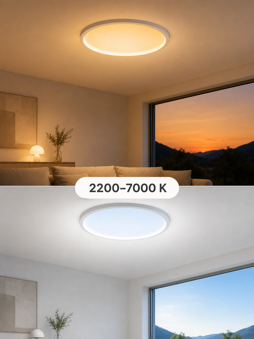 JINK Halo Sky 2200–7000 K tunable-white lighting comparison