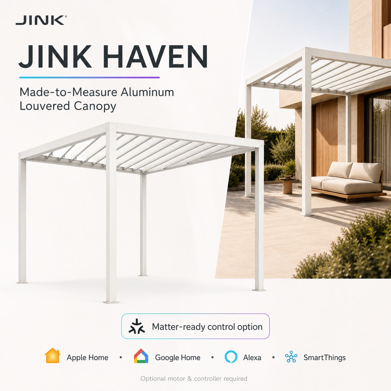 JINK Haven aluminum louvered canopy comprehensive Matter-ready hero