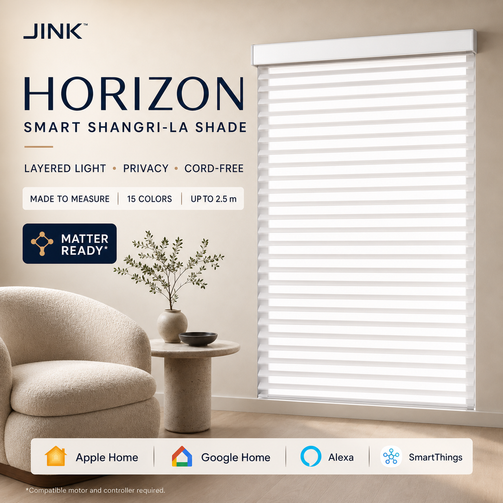 JINK Horizon Matter ready smart Shangri-La shade in modern living room