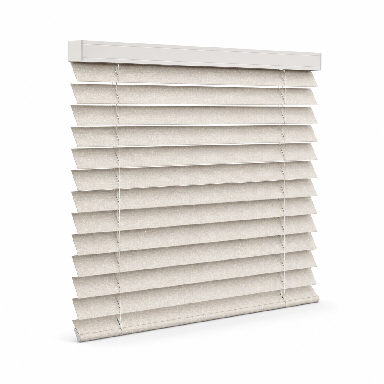 JINK Loom Aurelia gold-fleck textured fabric Venetian blind on white