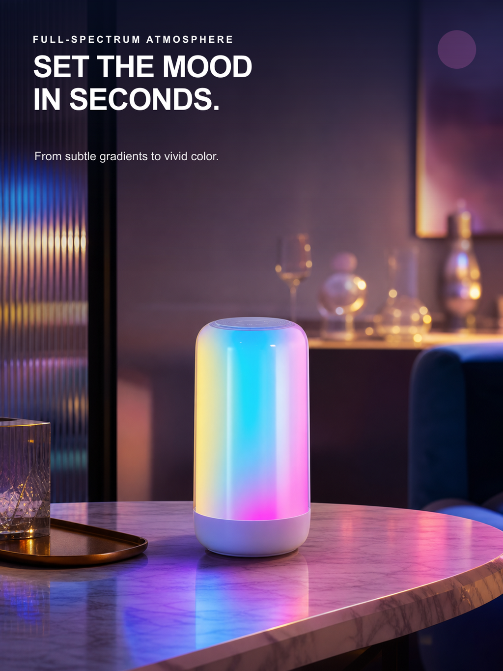 JINK Luma Fugetek full-spectrum atmosphere light in a modern lounge
