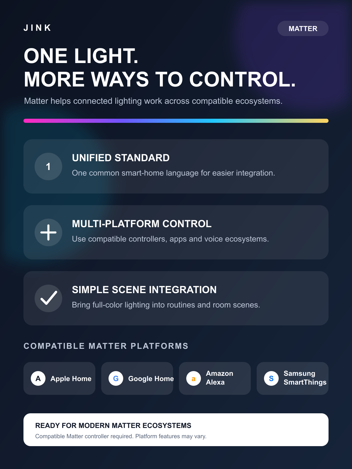 JINK S3 Light Strip Matter benefits and compatible platforms