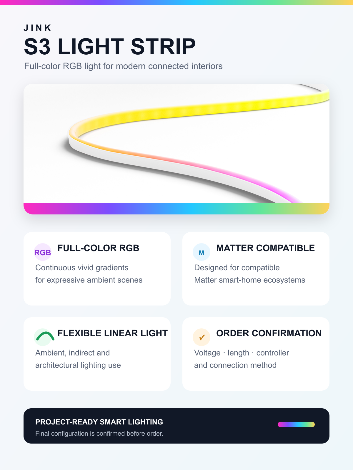 JINK S3 Light Strip specifications and full-color RGB features