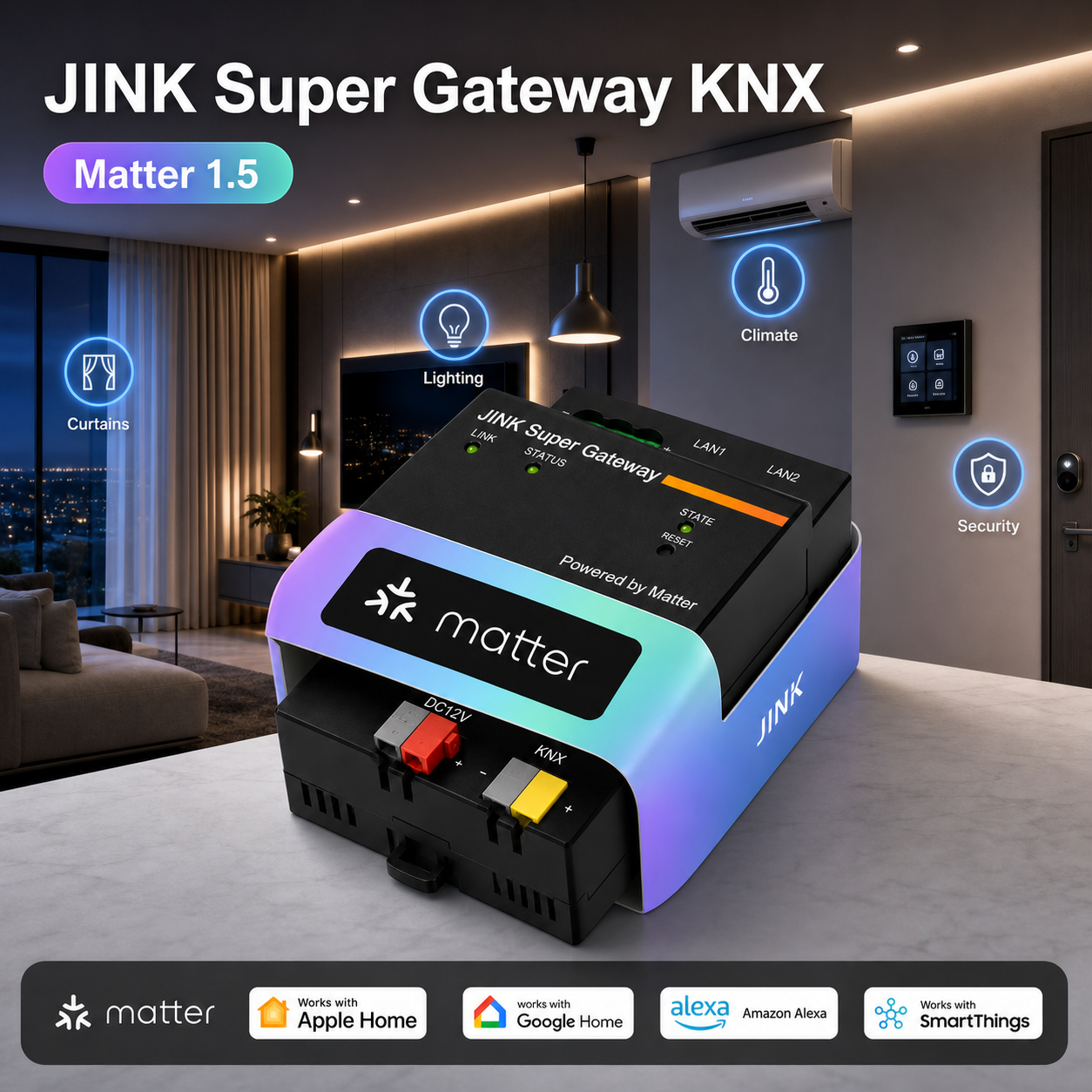 JINK Super Gateway KNX Matter 1.5 smart home ecosystems