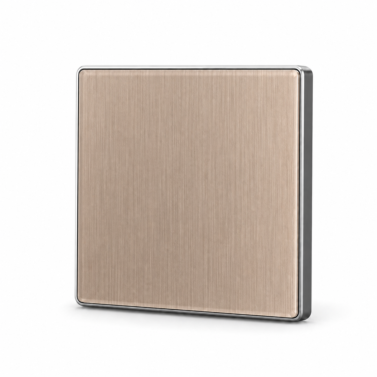 JINK Switch 2.5D 86 x 86 mm brushed warm gold panel with silver aluminum frame
