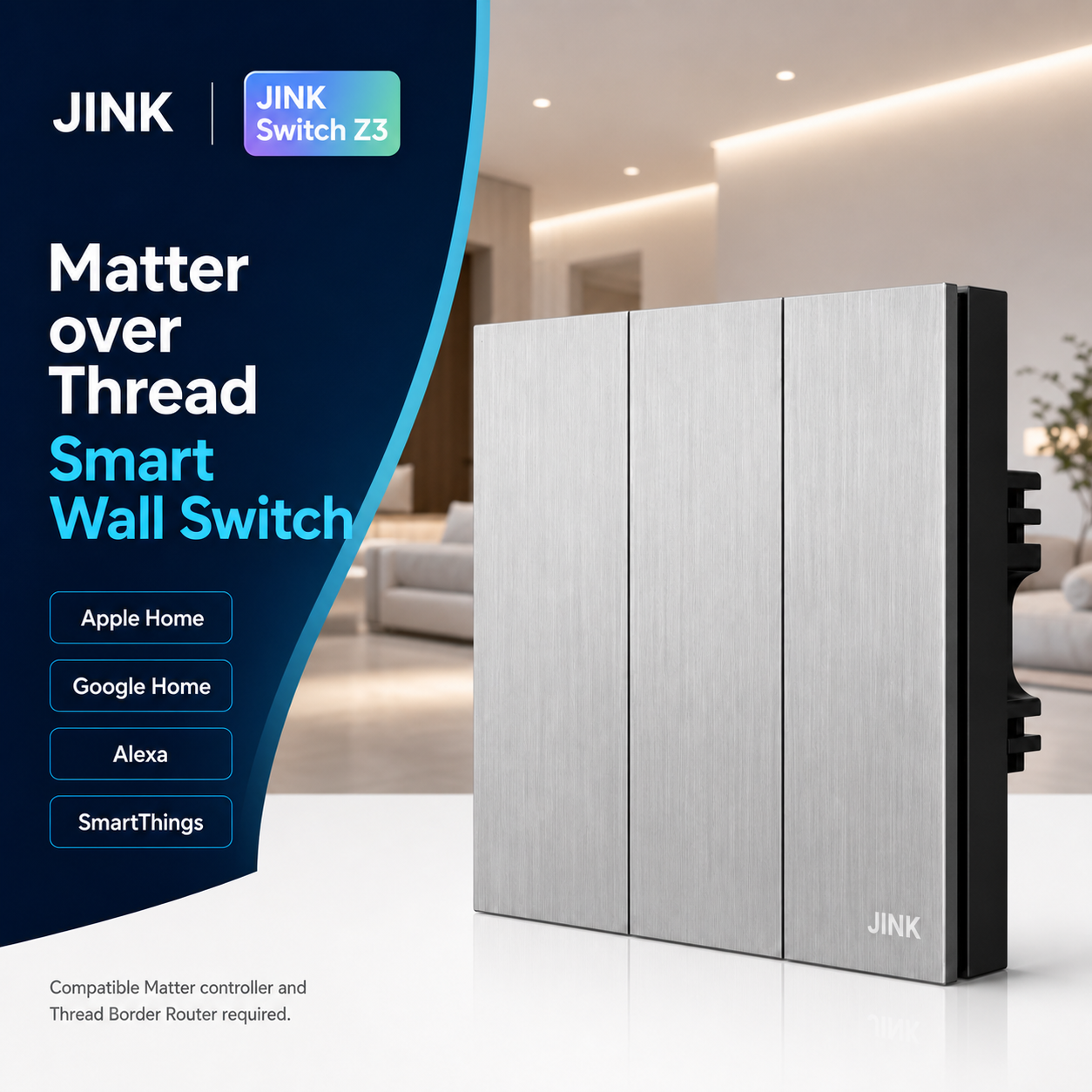 JINK Switch Z3 Matter over Thread smart wall switch composite product hero