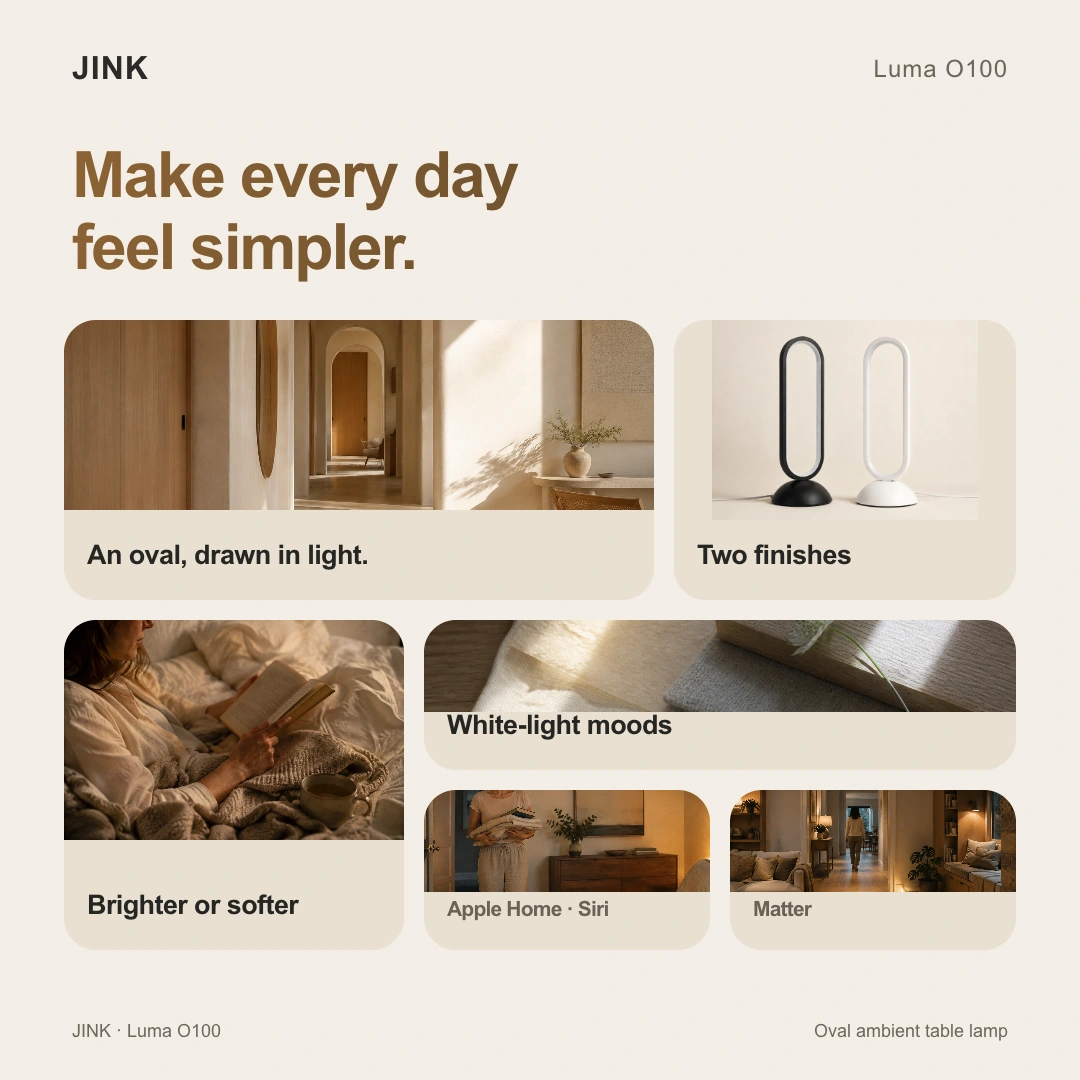 JINK oval halo table lamp Luma O100 · Highlights 5