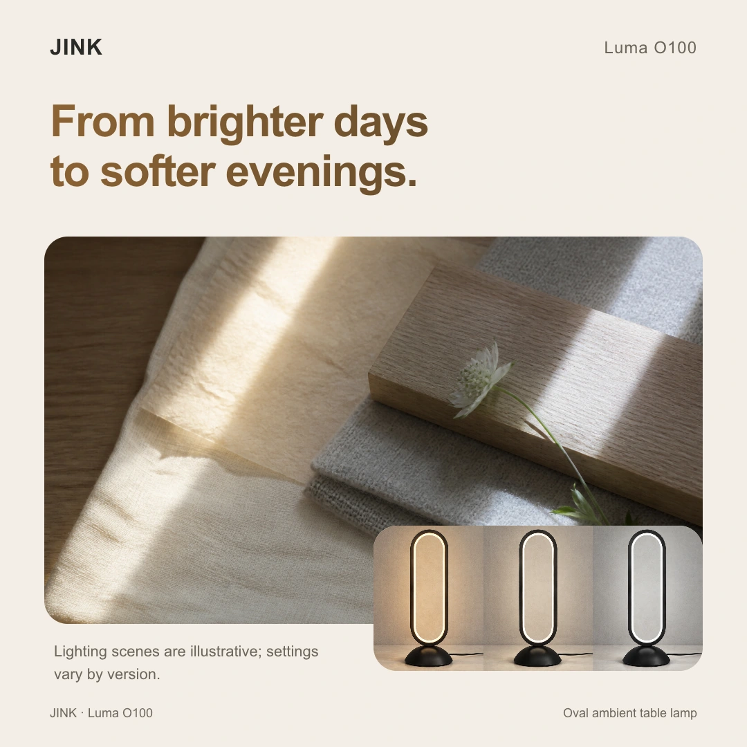 JINK oval halo table lamp Luma O100 · Highlights 3
