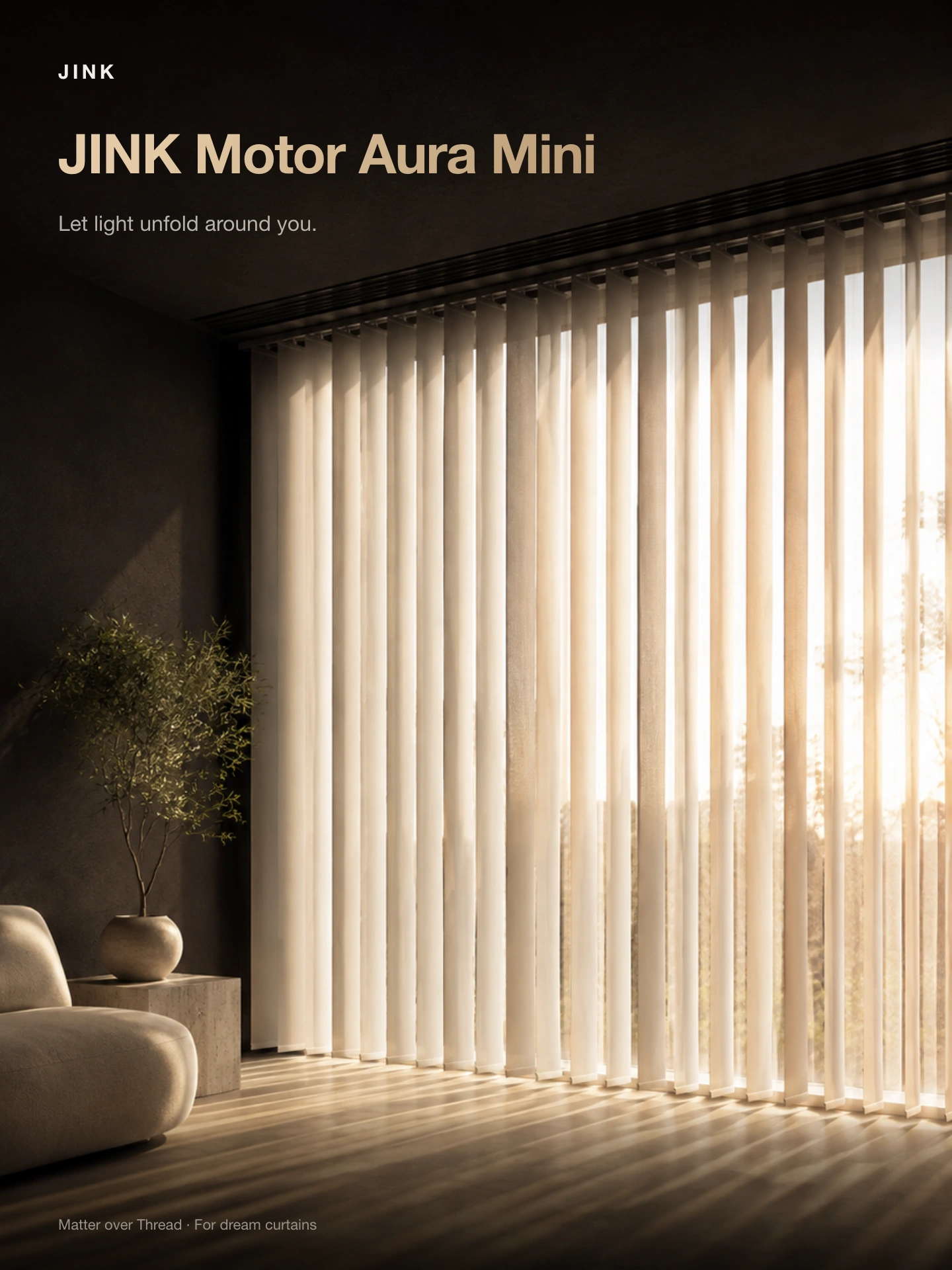 JINK vertical sheer blind motor Motor Aura Mini · Scenes & features 1