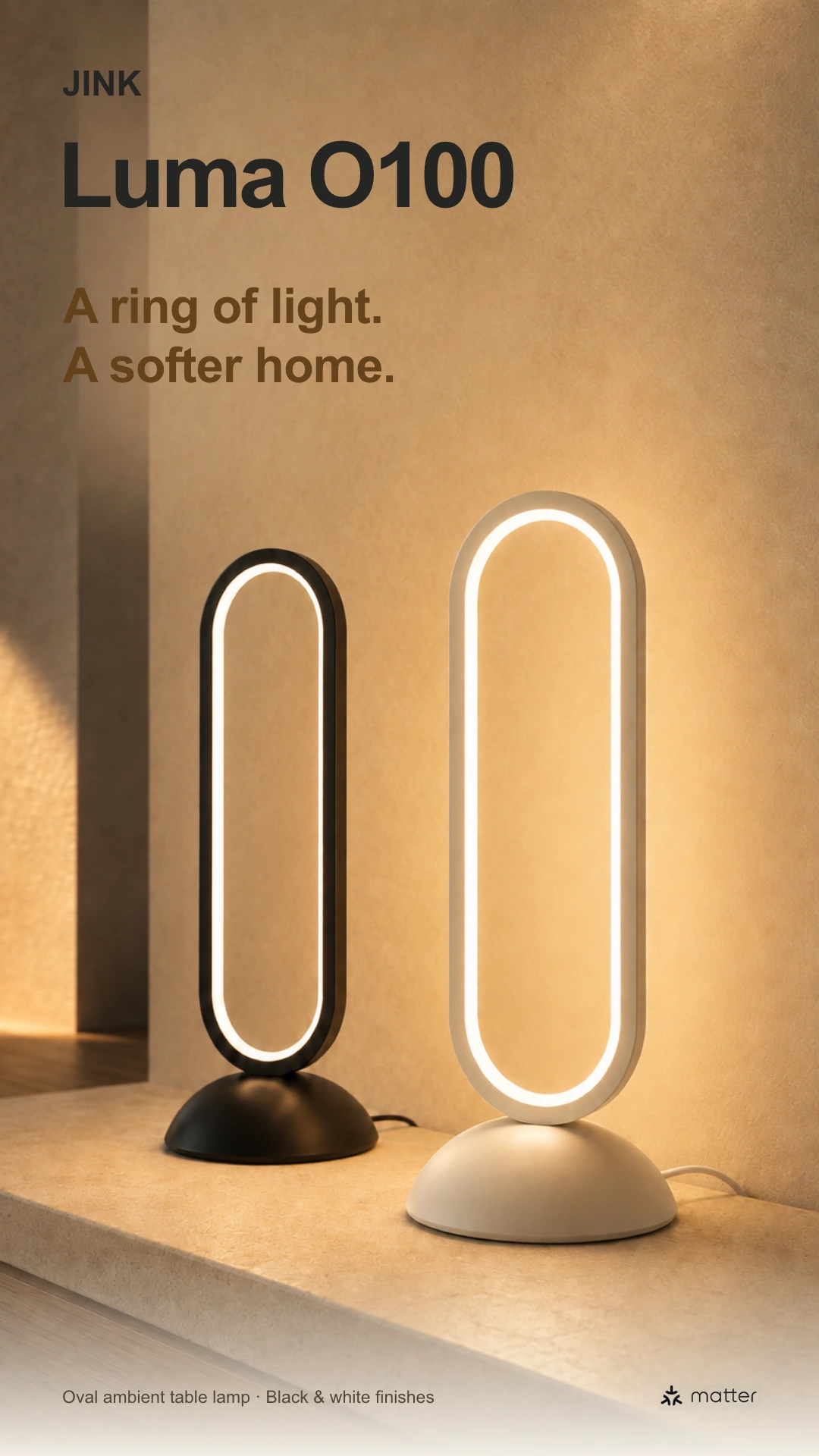 JINK oval halo table lamp Luma O100 product story · part 1