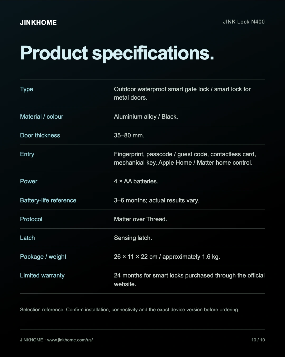 JINK smart gate lock N400 product details, Part 10